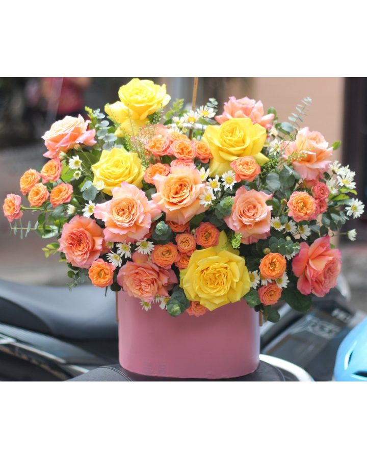 Giỏ hoa sắc màu đẹp