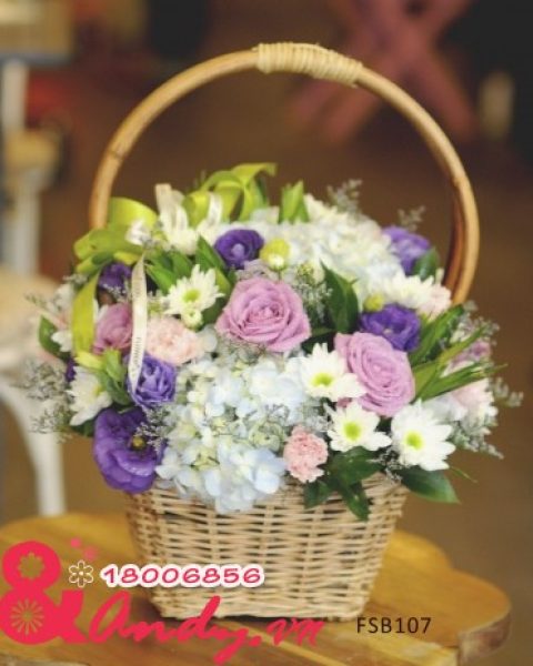 Giỏ hoa đẹp – nhẹ nhàng
